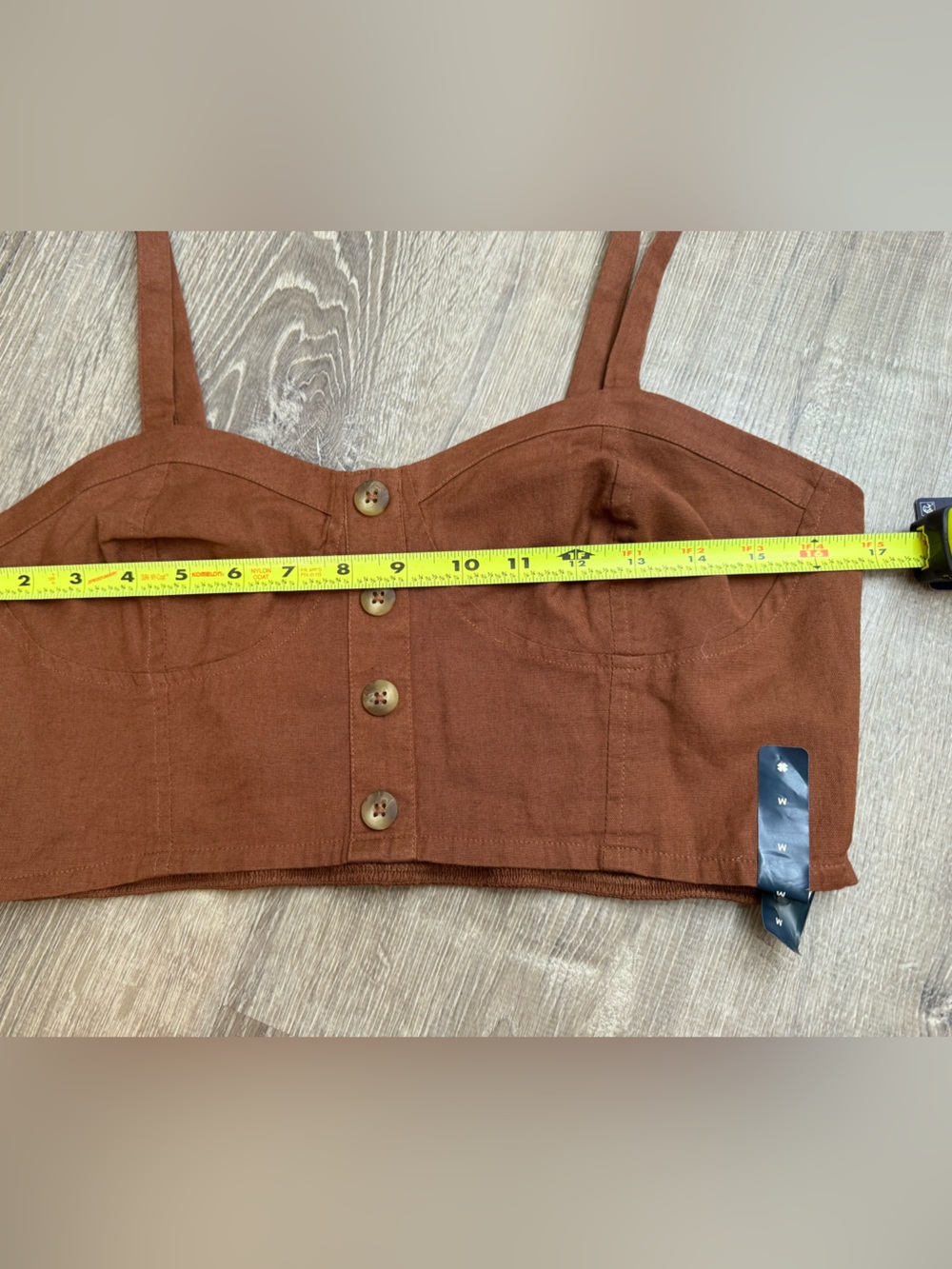 NWT Lucky Brand Brown Cotton/Linen Cropped Tank Top Women's Medium - Picture 3 of 8